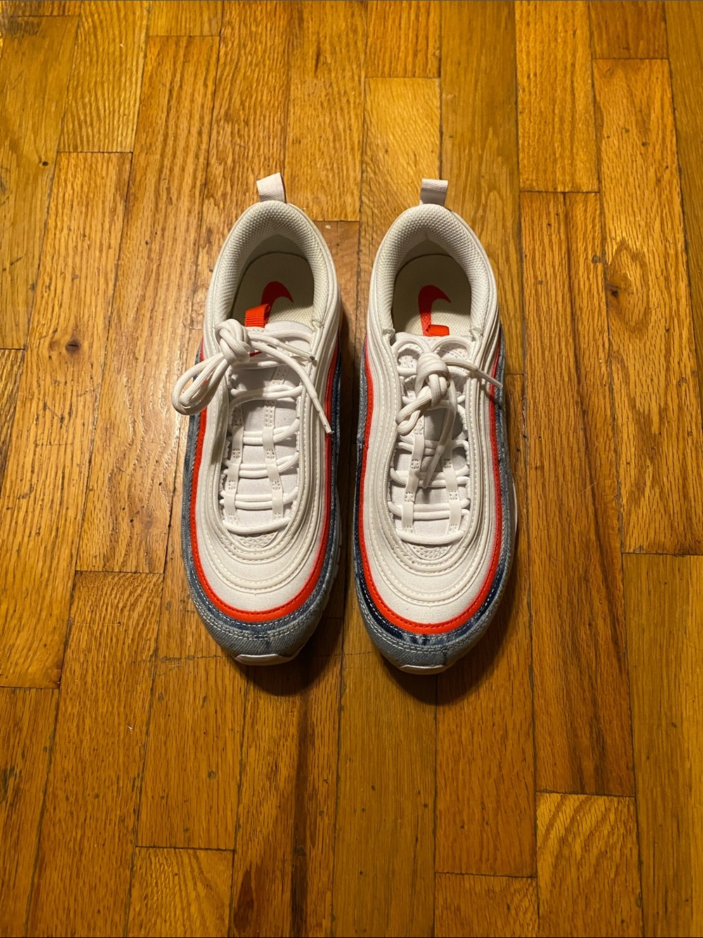 Nike Women’s Air Max 97 Denim Blue, White & Red Sneakers - Picture 2 of 4